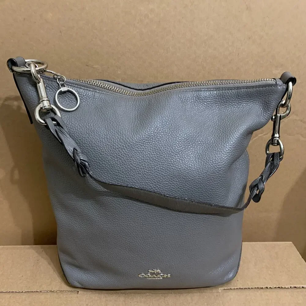 COACH Refined Gray Pebbled Leather ABBY Duffle Sac Hobo F31507